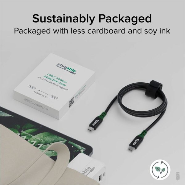 Plugable USB C to USB C Cable, 240W USB C Charging Cable 20Gbps, 4K 120Hz, 8K 60Hz - Image 6