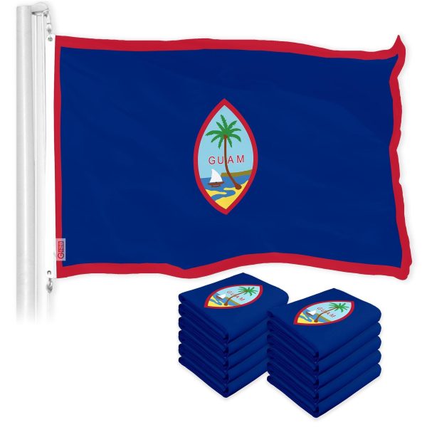 G128 10 Pack: Guam Guamanian Flag | 3x5 Ft | LiteWeave Pro Series Printed 150D Polyester | Indoor/Outdoor, Vibrant Colors, Brass Grommets, Thicker and More Durable Than 100D 75D Polyester