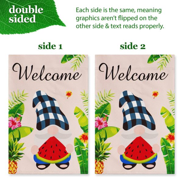 G128 Combo Pack: Garden Flag Stand Black 36 in x 16 in & Garden Flag Summer Decoration Welcome Gnome with Watermelon Slice 12"x18" Double-Sided Blockout Fabric - Image 5