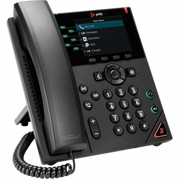 Poly VVX 350 IP Phone - Corded - Corded - Desktop, Wall Mountable - Black - TAA Compliant - Image 3