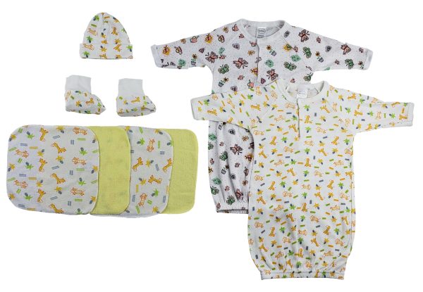 Gowns, Cap Booties And Washcloths - 8 Pc Set Cs_0025