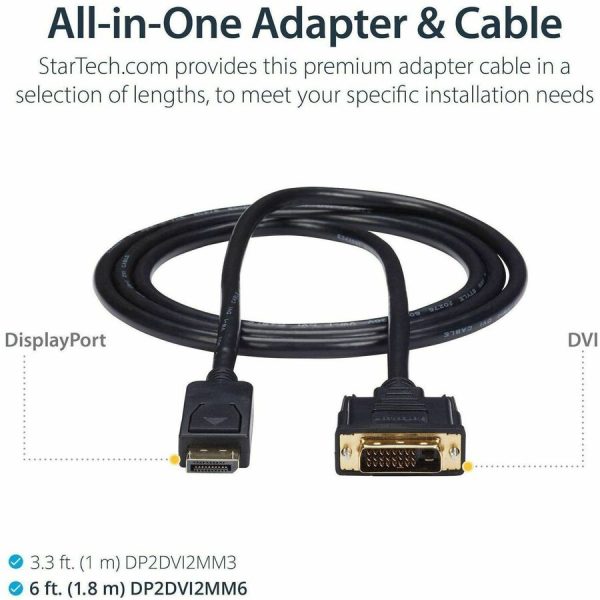 StarTech.com 6ft (1.8m) DisplayPort to DVI Cable, DisplayPort to DVI Adapter Cable, DP to DVI-D Converter, Replacement for DP2DVIMM6 - Image 3