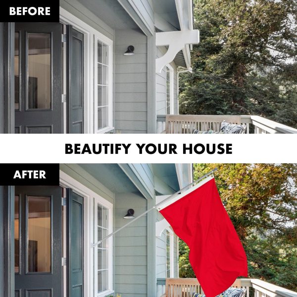 G128 Combo Pack: 5 Ft Tangle Free Aluminum Spinning Flagpole (Silver) & Solid Red Color Flag 2.5x4 Ft, LiteWeave Pro Series Printed 150D Polyester | Pole with Flag Included - Image 3