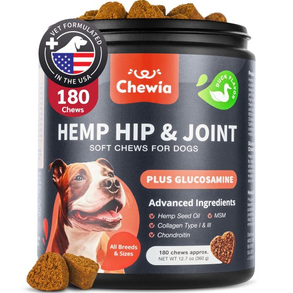 Glucosamine for Dogs   Hemp Hip and Joint Supplement for Dogs   Glucosamine Chondroitin Chews with MSM Turmeric Collagen for Mobility Bone Skin and Coat Health   Maintains Muscle Strength