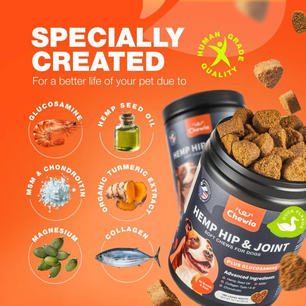 Glucosamine for Dogs   Hemp Hip and Joint Supplement for Dogs   Glucosamine Chondroitin Chews with MSM Turmeric Collagen for Mobility Bone Skin and Coat Health   Maintains Muscle Strength - Image 5