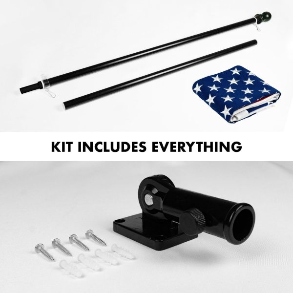 G128 - 5 Feet Tangle Free Spinning Flagpole (Black) USA American Flag Brass Grommets Spun Polyester 2x3 ft (Flag Included) Aluminum Flag Pole - Image 2