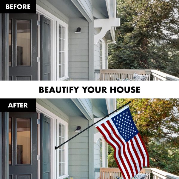G128 - 5 Feet Tangle Free Spinning Flagpole (Black) USA American Flag Brass Grommets Spun Polyester 2x3 ft (Flag Included) Aluminum Flag Pole - Image 3