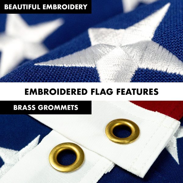 G128 - 5 Feet Tangle Free Spinning Flagpole (Black) USA American Flag Brass Grommets Spun Polyester 2x3 ft (Flag Included) Aluminum Flag Pole - Image 4