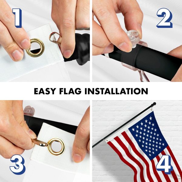 G128 - 5 Feet Tangle Free Spinning Flagpole (Black) USA American Flag Brass Grommets Spun Polyester 2x3 ft (Flag Included) Aluminum Flag Pole - Image 7