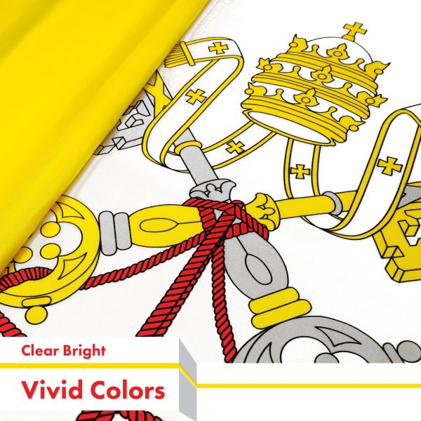 G128 3 Pack: Vatican City Flag | 3x5 Ft | LiteWeave Pro Series Printed 150D Polyester | Country Flag, Indoor/Outdoor, Vibrant Colors, Brass Grommets, Thicker and More Durable Than 100D 75D Polyester - Image 3