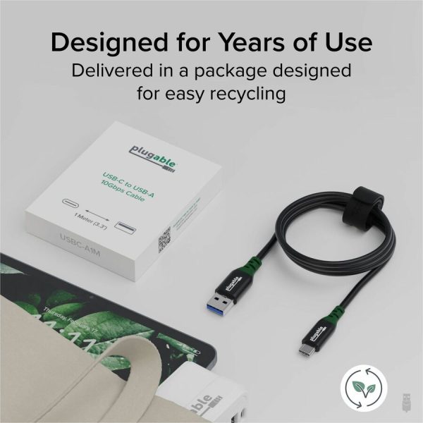 Plugable USB C to USB A Cable, USB 3.2 Gen 2 USB Cables, 3A (15W) Charging USB C Data Cable - Image 5