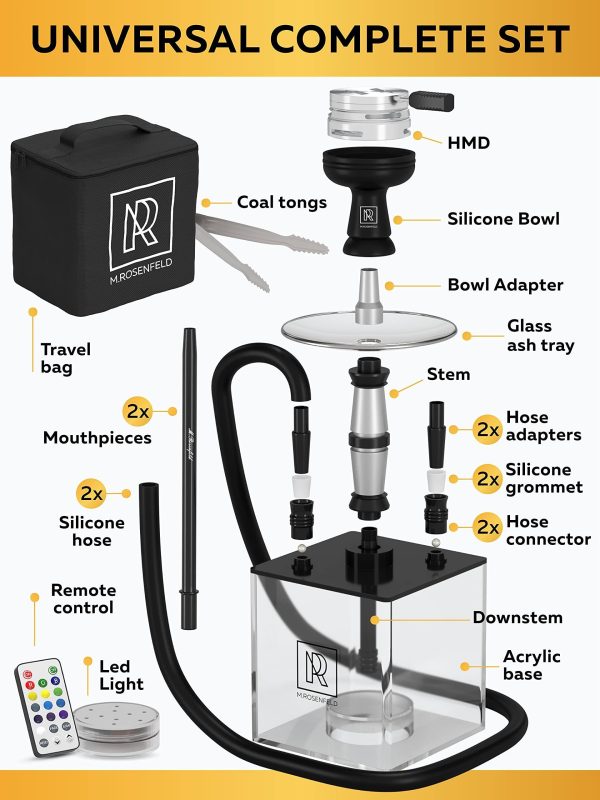 Hookah 2 Hose Hookah Set   YADO Square Hookah To Go with Hookah Charcoal Holder Heat Management Device and Black Silicone Hookah Bowl Set and Bag for Shisha Portable Hookah Set with Everything - Image 2