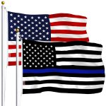 G128 Combo Pack: USA American Flag 3x5 Ft 75D Printed Stars & Thin Blue Line Flag 3x5 Ft 75D Printed