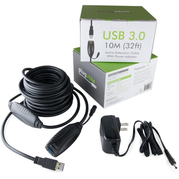 Plugable 10 Meter (32 Foot) USB 3.0 Active Extension Cable with AC Power Adapter and Back-Voltage Protection - Image 5