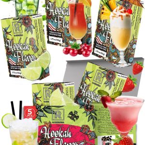 Cocktail Hookah Flavors Set   5 x 50g Non Tobacco Hookah Flavor for Your Hookah Bowl (Pina Colada   Mohito   Sex on The Beach   Caipirinha   Pink Lemonade) Hookah Bundle Pack of 5   Try These Tobacco