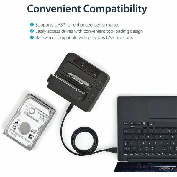 StarTech.com Dual-Bay USB 3.1 to SATA Hard Drive Docking Station, 2.5/3.5" SATA I/II/III, SSD/HDD Dock, USB Hard Drive Bay, Top-Loading - Image 4