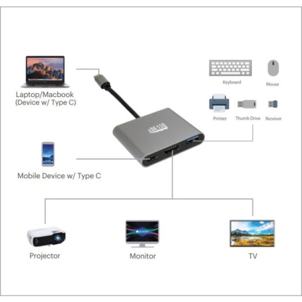 Adesso 3-IN-1 USB-C Multi-Port Docking Station (TAA Compliant) - Image 7