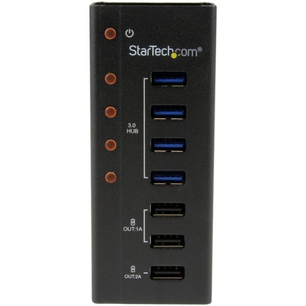 StarTech.com 4 Port USB 3.0 Hub plus 3 Dedicated USB Charging Ports (2 x 1A & 1 x 2A) - 5Gbps - Wall Mountable Metal Enclosure - Image 2