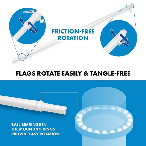 G128 Combo Pack: 6 Ft Tangle Free Aluminum Spinning Flagpole (White) & Namibia Namibian Flag 3x5 Ft, LiteWeave Pro Series Printed 150D Polyester | Pole with Flag Included - Image 9