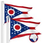 G128 2 Pack: Ohio OH State Flag | 5x8 Ft | StormFlyer Series Embroidered 220GSM Spun Polyester | Embroidered Design, Indoor/Outdoor, Brass Grommets, Heavy Duty, All Weather