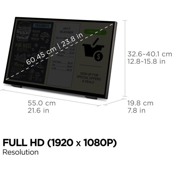 ViewSonic TD2465 24 Inch 1080p Touch Screen Monitor with Advanced Ergonomics, HDMI and USB Inputs - Image 4