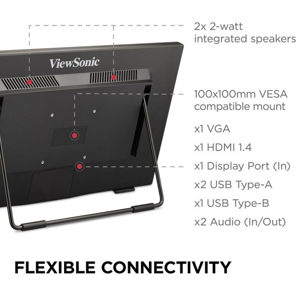 ViewSonic TD2465 24 Inch 1080p Touch Screen Monitor with Advanced Ergonomics, HDMI and USB Inputs - Image 5