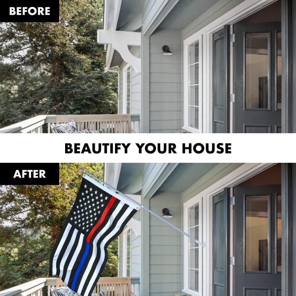 G128 - 5 Feet Tangle Free Spinning Flagpole (Silver) Thin Blue&Red Line Flag Brass Grommets Embroidered 2x3 ft (Flag Included) Aluminum Flag Pole - Image 3