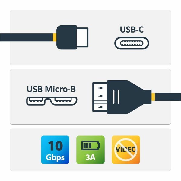 StarTech.com 0.5m USB C to Micro USB Cable - M/M - USB 3.1 Cable (10Gbps) - USB 3.1 Type C to Micro USB Type B Cable - Image 2