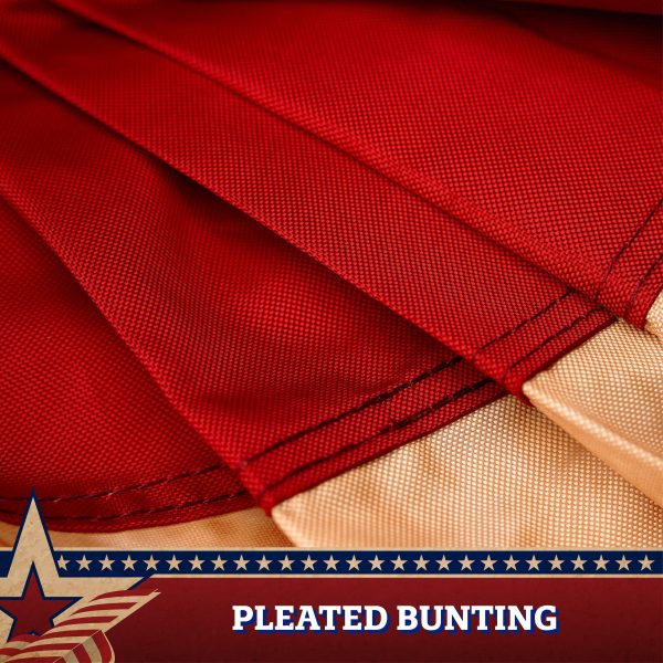 G128 - 3 Pack: USA Tea Stained Pleated Fan Flag 1.5x3FT Embroidered Polyester Stars and Stripes - Image 6