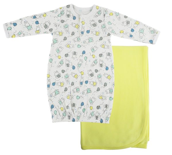 Print Infant Gown And Recieving Blanket Cs_0104