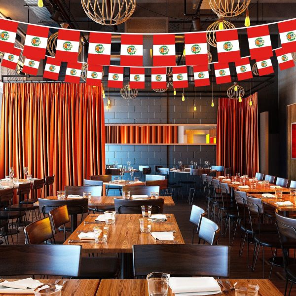 G128 Peru Peruvian Bunting Banner | Flag 8.2 x 5.5 Inch, Full String 33 Feet | Printed 150D Polyester, Decorations For Bar, School, Festival Events Celebration - Image 5