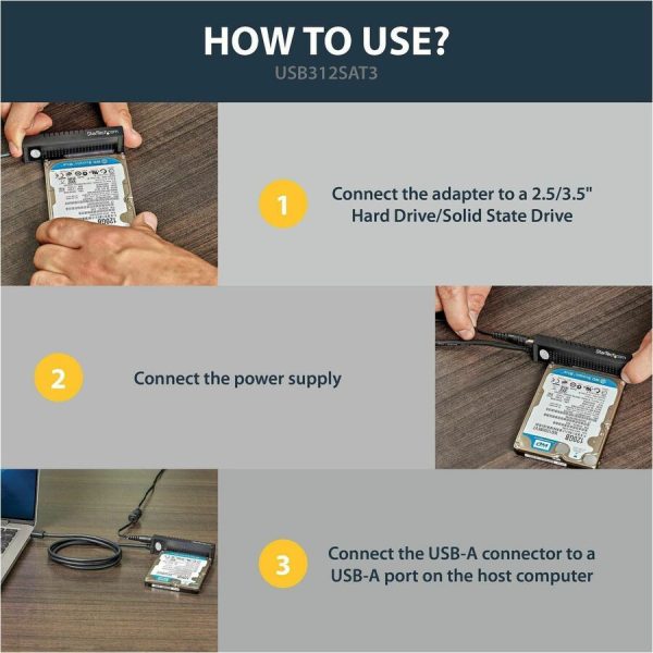 StarTech.com SATA to USB Cable - USB 3.1 10Gbps - 2.5 / 3.5 SATA SSD HDD - SATA to USB Adapter Cable - USB 3.1 to SATA Cable - Image 5