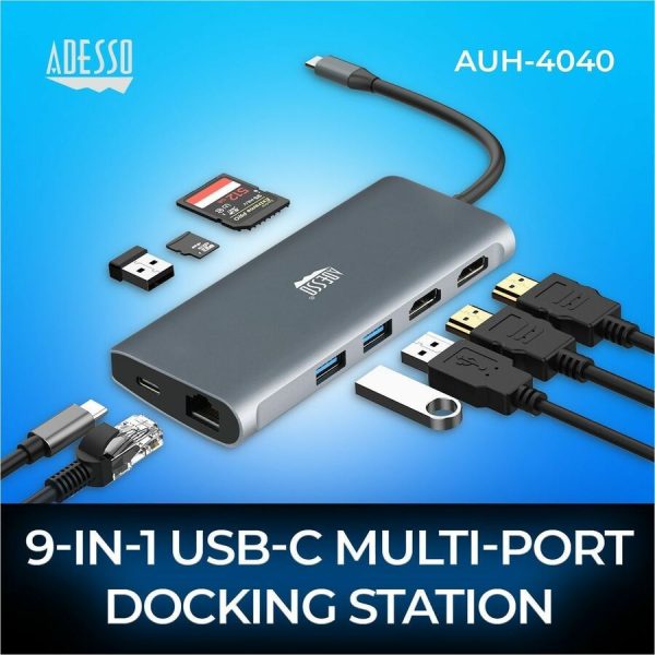Adesso 9-in-1 USB-C Multi-Port Docking Station (TAA Compliant) - Image 5