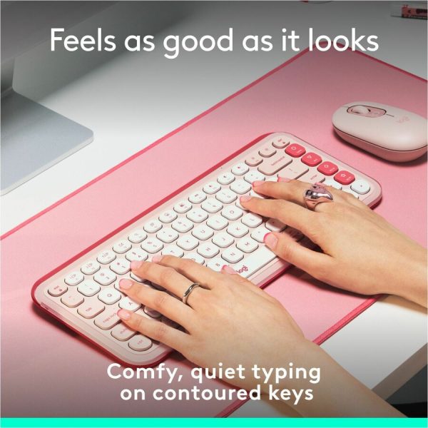 Logitech POP ICON KEYS Wireless Bluetooth Keyboard, Comfortable Typing, Programmable Keys, Easy-Switch Between up to 3 Devices (Rose & Off-white) - Image 3