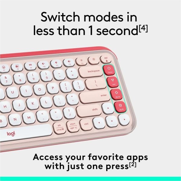 Logitech POP ICON KEYS Wireless Bluetooth Keyboard, Comfortable Typing, Programmable Keys, Easy-Switch Between up to 3 Devices (Rose & Off-white) - Image 5