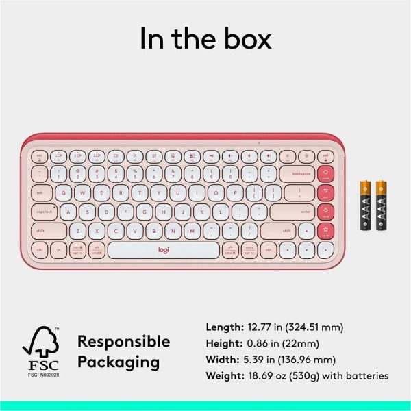 Logitech POP ICON KEYS Wireless Bluetooth Keyboard, Comfortable Typing, Programmable Keys, Easy-Switch Between up to 3 Devices (Rose & Off-white) - Image 10