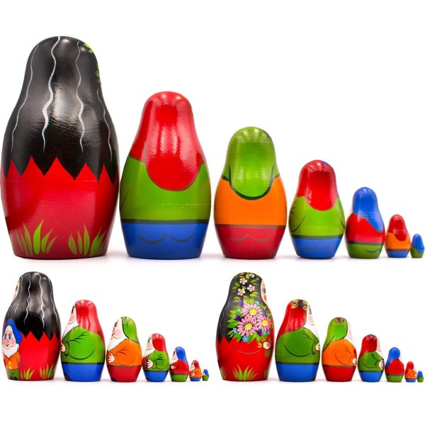 Matryoshka Nesting Dolls Set of 7 pcs   Russian Dolls with Characters from Tale Snow White and The Seven Dwarfs   Snow White and The Seven Dwarfs - Image 2