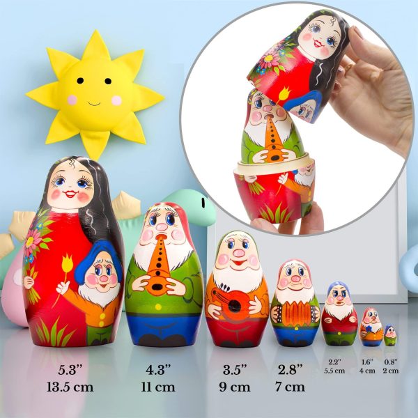 Matryoshka Nesting Dolls Set of 7 pcs   Russian Dolls with Characters from Tale Snow White and The Seven Dwarfs   Snow White and The Seven Dwarfs - Image 3