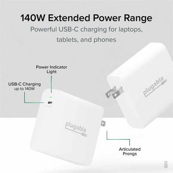 Plugable 140W USB C Charger, GaN Wall Charger for Laptop, PD 3.1 Power Adapter - Image 2