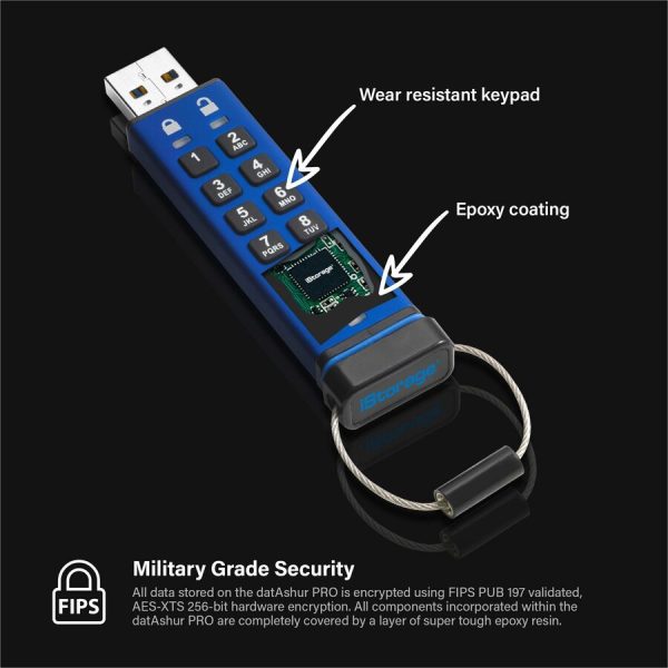 iStorage datAshur PRO 4 GB | Secure Flash Drive | FIPS 140-2 Level 3 Certified | Password protected | Dust/Water Resistant | IS-FL-DA3-256-4 - Image 5