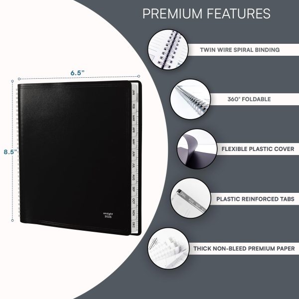 2025 Appointment Book & Planner   6.5 x 8.5 inches Large Tabbed Daily Hourly Weekly Planner Calendar & Schedule Book 30 Minute time Slots Business & Personal Planner Jan 2025  Dec 2025  Black - Image 2