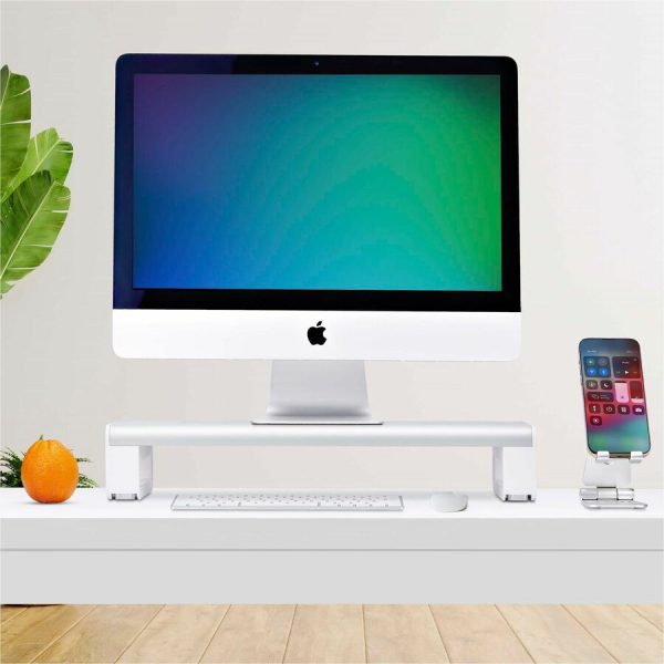 StarTech.com Ergonomic Monitor Riser Stand, Up to 33lb/15kg, Fixed height 3.5in/9cm, Desktop Computer Monitor/Laptop Riser, Steel Platform - Image 4