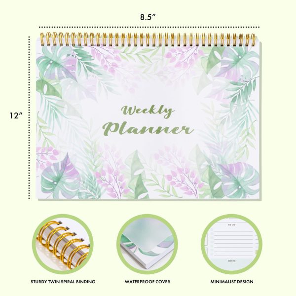 Weekly Undated Planner Notepad 8.5x12 –  52 Week Calendar & To Do List for Planning with Easy Tear off Sheets – Used for Goal Schedule & Habit Tracking (Watercolor) - Image 2