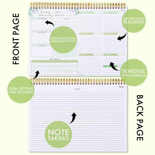 Weekly Undated Planner Notepad 8.5x12 –  52 Week Calendar & To Do List for Planning with Easy Tear off Sheets – Used for Goal Schedule & Habit Tracking (Watercolor) - Image 3