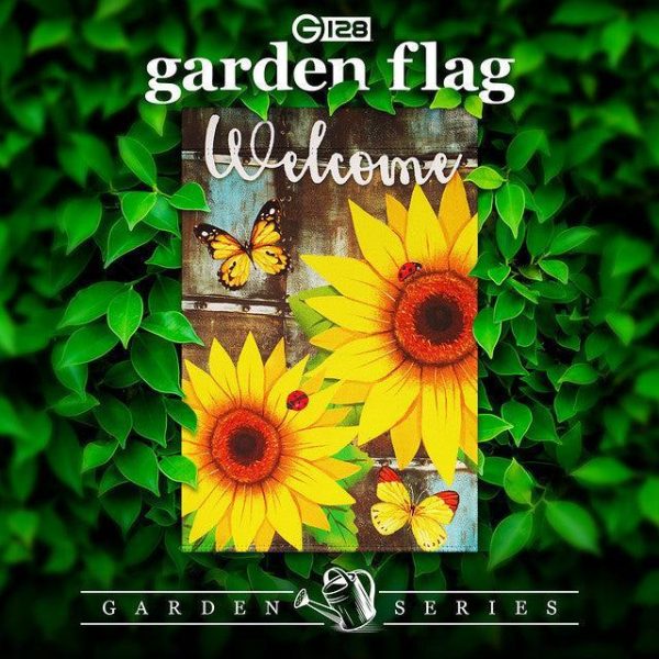 G128 Garden Flag Welcome Sunflowers and Butterflies | 12x18 Inch | Printed Blockout Polyester - Everyday Decoration - Image 2