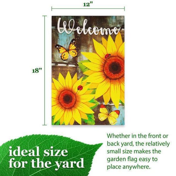 G128 Garden Flag Welcome Sunflowers and Butterflies | 12x18 Inch | Printed Blockout Polyester - Everyday Decoration - Image 4