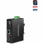 TRENDnet Industrial SFP to Gigabit PoE+ Media Converter, IP30 Rated Housing, Operating temperature range -40°- 75 °C to (-40° - 167 °F), TI-PF11SFP, Black