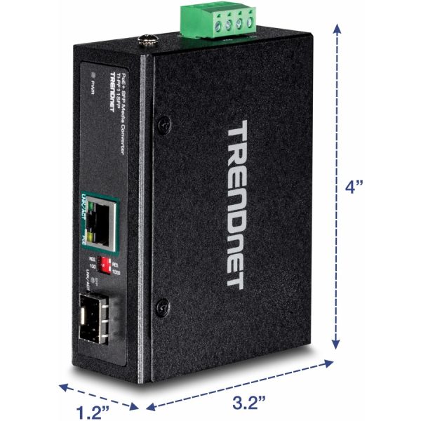 TRENDnet Industrial SFP to Gigabit PoE+ Media Converter, IP30 Rated Housing, Operating temperature range -40°- 75 °C to (-40° - 167 °F), TI-PF11SFP, Black - Image 7