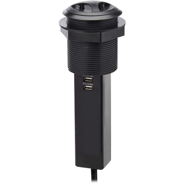 Eaton Tripp Lite Series Power It! 2-Outlet Pop-Up Power and Charging Dock - 2x USB-A, 6 ft. Cord, Antimicrobial Protection, Black - Image 2