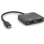 Rocstor Premium USB-C™ to Dual HDMI Multi Monitor Adapter - HDMI 4K 60Hz - USB Type- C® 2-Port Multi Monitor MST Hub Adapter- for PC/Windows - 4Kx2K Resolutions up to 3840x2160 @ 60Hz - For Notebook/Desktop PC - USB-C to 2x HDMI Splitter - DP 1.2/HBR2/MST Hub - Thunderbolt® 3/4 compatible - DUAL HDMI ADAPTER 4K@60Hz WINDOWS - 1 Pack - Black